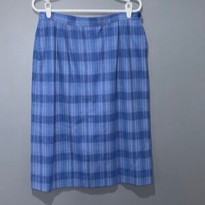 Pendleton Skirt Womens 14 Blue Wool Plaid Pencil Vintage Classic Preppy Chic USA